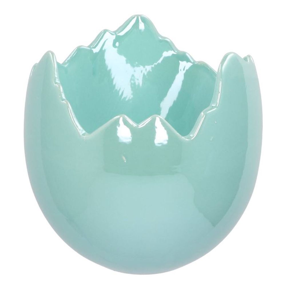 Keramik Übertopf Ei perle blau D17cm H17cm