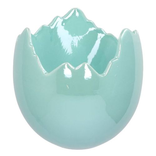 Keramik Übertopf Ei perle blau D17cm H17cm