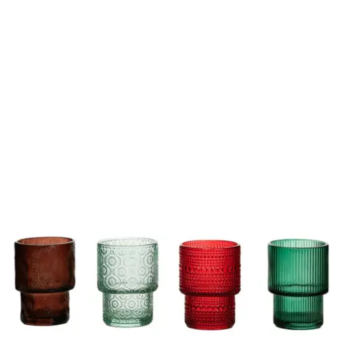 Glas Teelicht Holiday mix D06.5cm H09cm 
