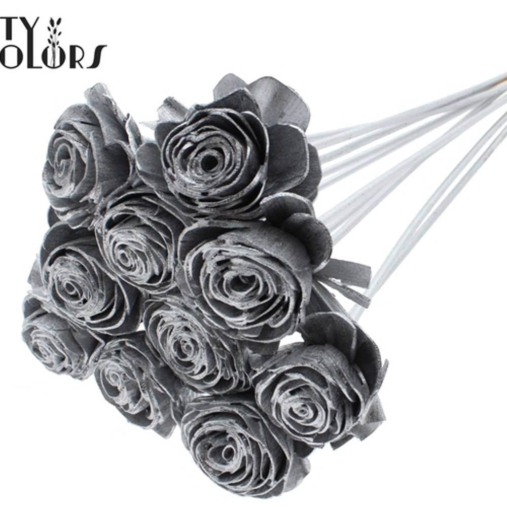 Trocken Shola Rose auf Stab silber L50cm D06cm