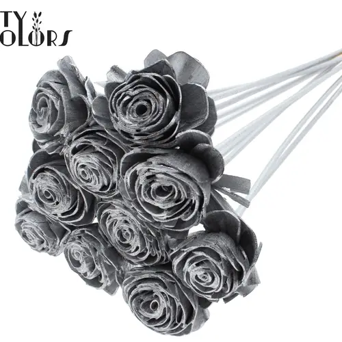 Trocken Shola Rose auf Stab silber L50cm D06cm