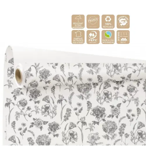 Papier Rolle 80cm Botanical weiss 25m 