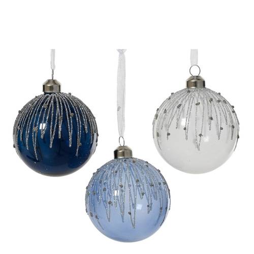 Kugel Kristall mix blau/weiss D08cm
