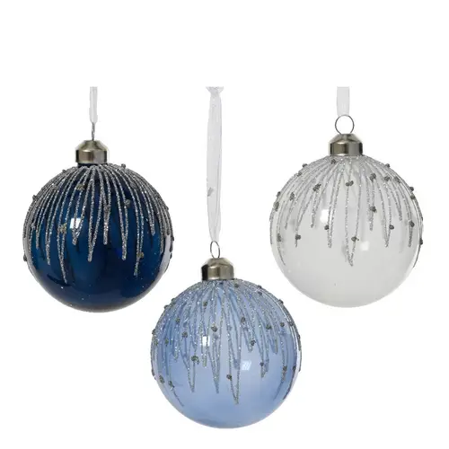 Kugel Kristall mix blau/weiss D08cm