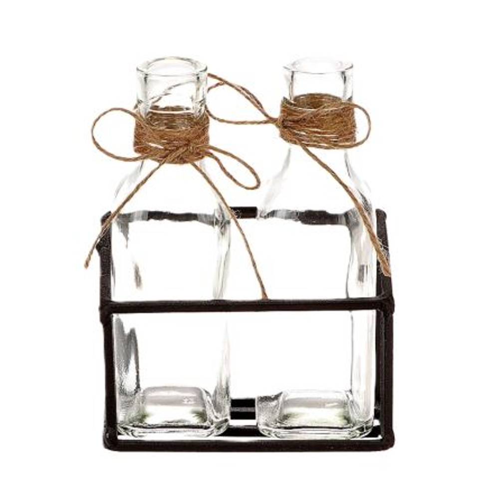 Glas Vase Alvila Metall Reck grau 12x06x16.5cm