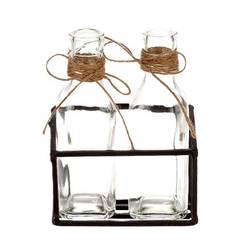 Glas Vase Alvila Metall Reck grau 12x06x16.5cm