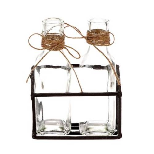 Glas Vase Alvila Metall Reck grau 12x06x16.5cm