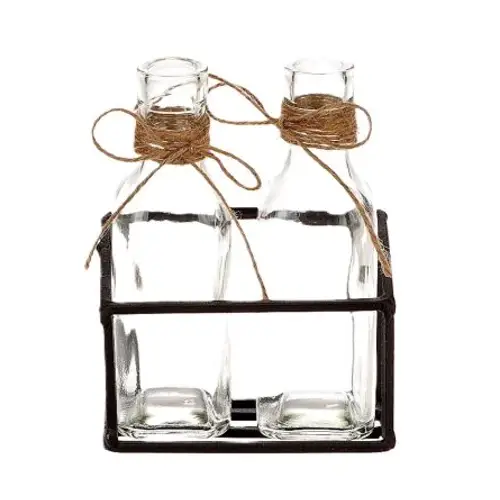 Glas Vase Alvila Metall Reck grau 12x06x16.5cm