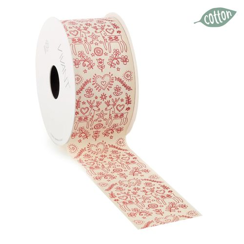 Band Rentier rot creme 50mm 8m