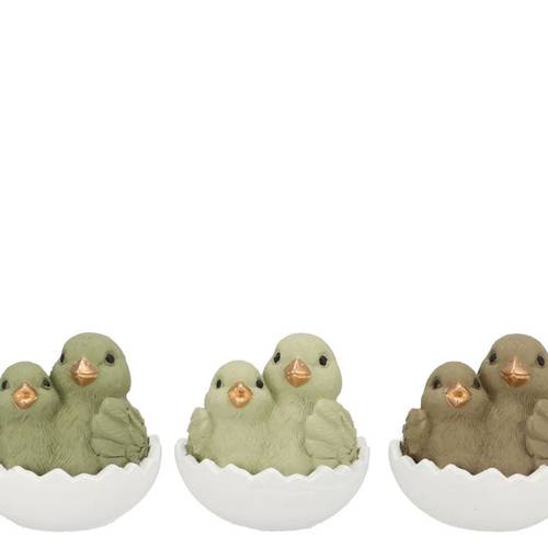 Vogel im Ei mix grün 12x11x12cm