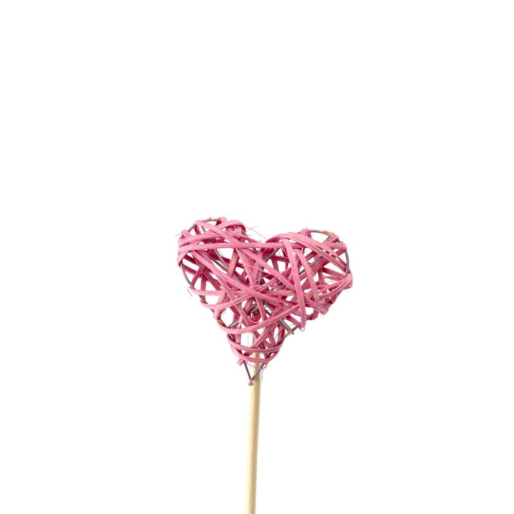 Herz Woody auf Stab rosa L50cm D07.5cm