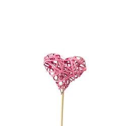 Herz Woody auf Stab rosa L50cm D07.5cm