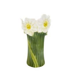 Keramik Vase Narzisse grün/weiss D18cm H27cm