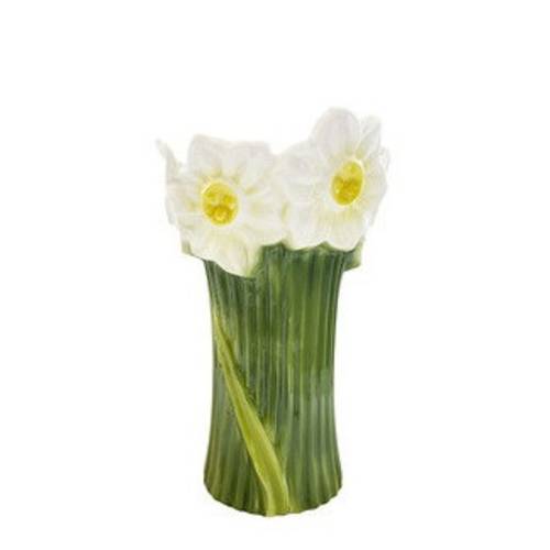 Keramik Vase Narzisse grün/weiss D18cm H27cm