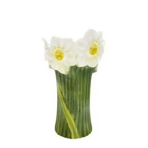 Keramik Vase Narzisse grün/weiss D18cm H27cm