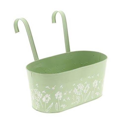 Zink Blumenampel grün 32x25cm