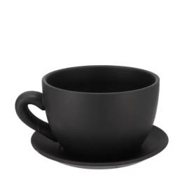 Keramik Übertopf Chai Tasse schwarz 19x15x10cm