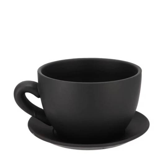 Keramik Übertopf Chai Tasse schwarz 19x15x10cm