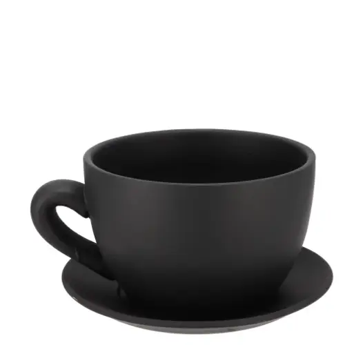 Keramik Übertopf Chai Tasse schwarz 19x15x10cm