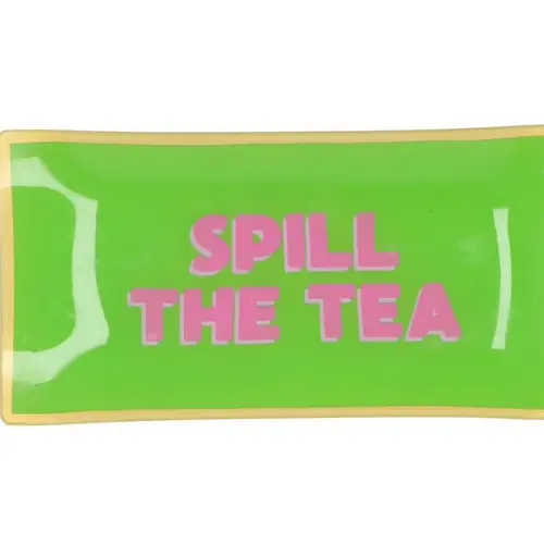 Teller Rechteck Spill The Tea grün 20x10x02cm