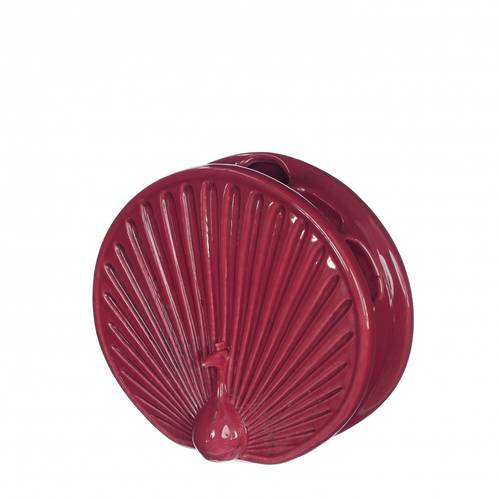 Keramik Vase Pfau weinrot 15x06x13.5cm 