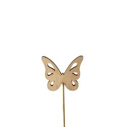 Schmetterling Holz auf Stab braun L12cm D06.5cm