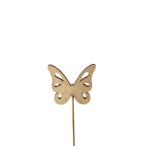 Schmetterling Holz auf Stab braun L12cm D06.5cm