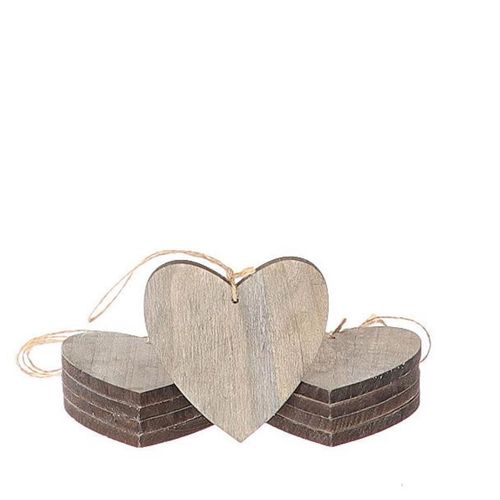 Hänger Herz  Holz grau D07cm x10