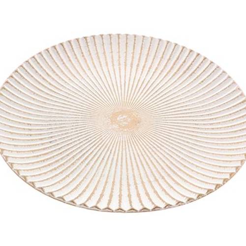 Holz Teller Gezeitenmuschel gold D40cm