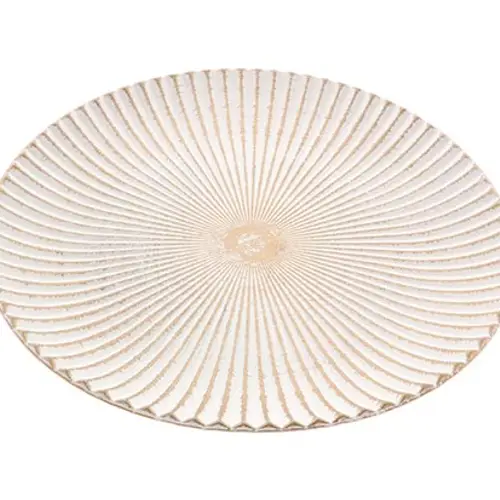 Holz Teller Gezeitenmuschel gold D40cm