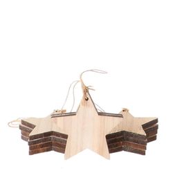 Deko Hänger Stern Holz natur 10cm 10st