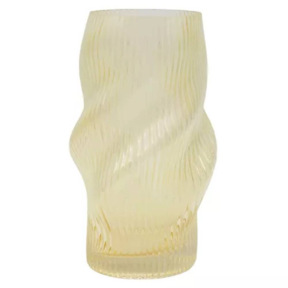 Glas Vase Wessel gelb D10.5cm H24.5cm