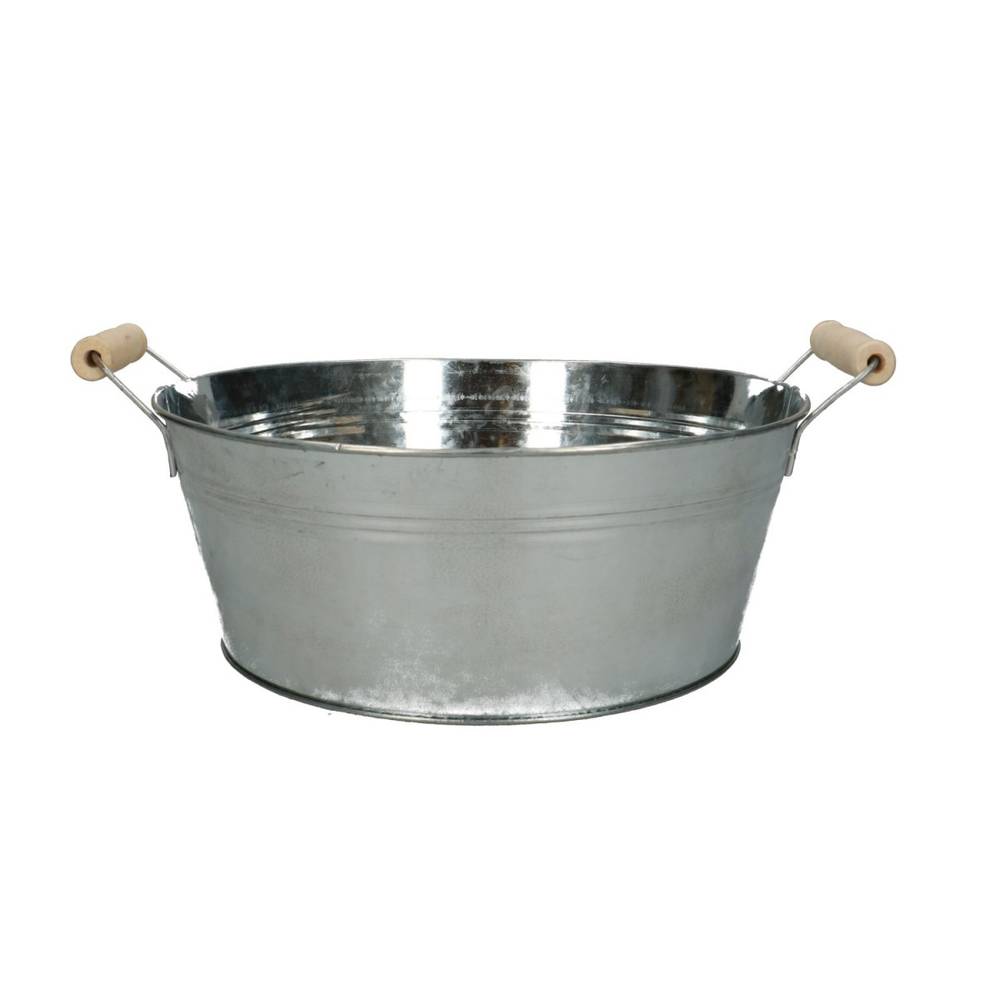 Zink Schale +henkel silber D25cm H10cm