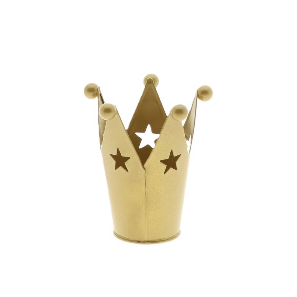Teelichthalter Krone gold D07.5cm H11.5cm