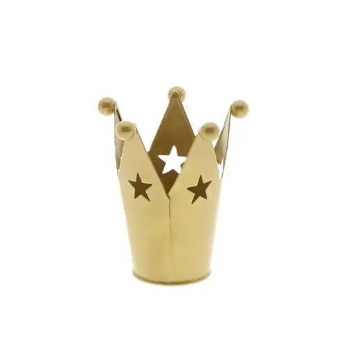 Teelichthalter Krone gold D07.5cm H11.5cm