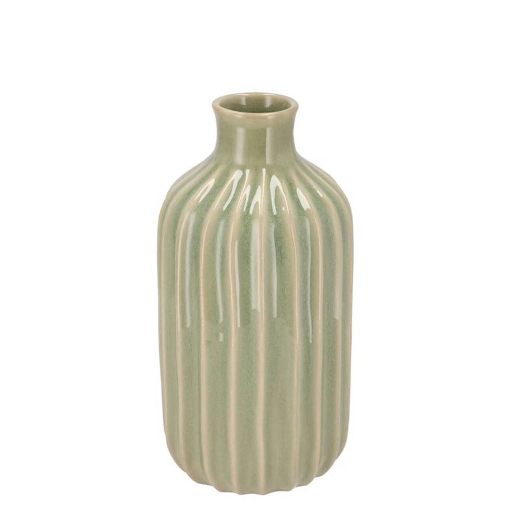Keramik Vase Gia Stripes grün 13x13x20cm