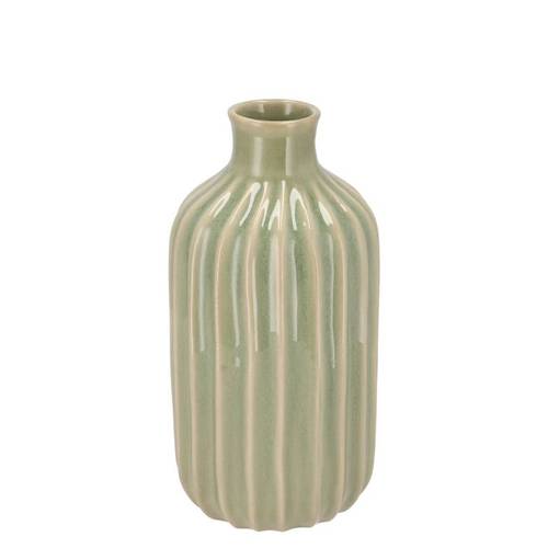 Keramik Vase Gia Stripes grün 13x13x20cm