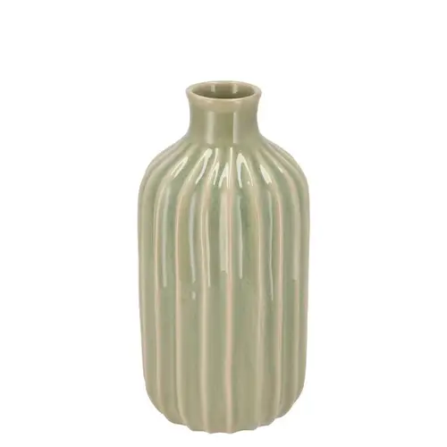 Keramik Vase Gia Stripes grün 13x13x20cm