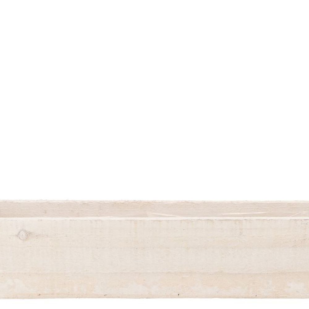 Holz Übertopf Rechteck weiss 37x09x08cm