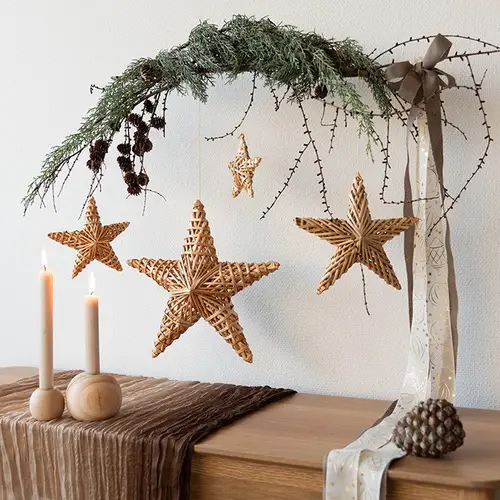Hänger Stern Stroh braun D15cm 