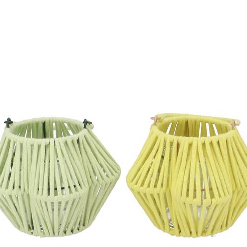 Laterne Cruz Blume mix gelb/grün 11x20x14cm