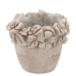 Beton Schale antik Blumen grau 18x17x16cm