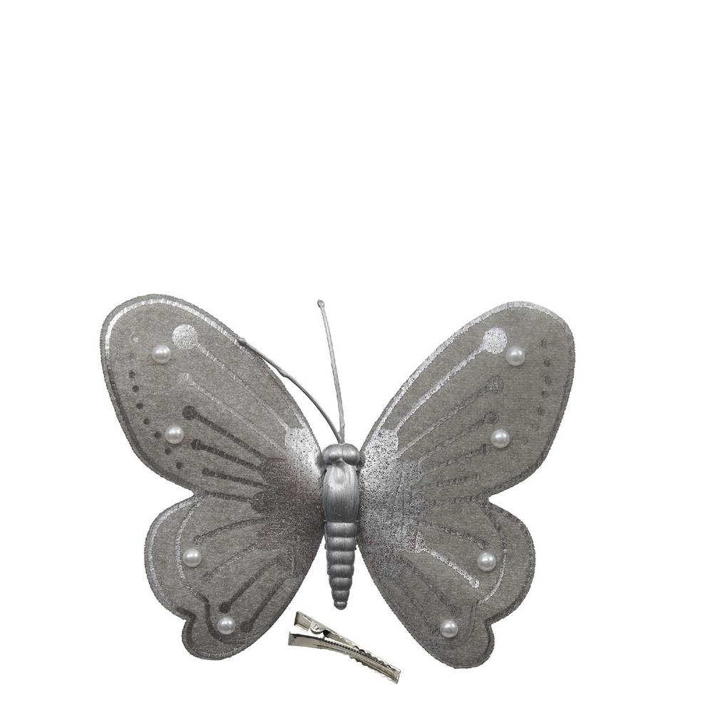Schmetterling auf Clip silber D12cm H09.5cm
