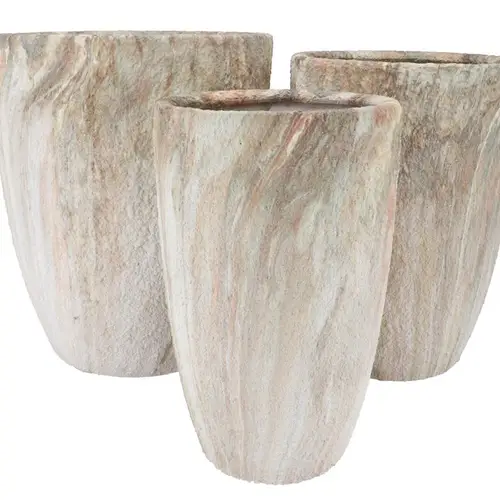 Keramik Übertopf Monty creme 3/Set 37x46/31x43/24x40cm