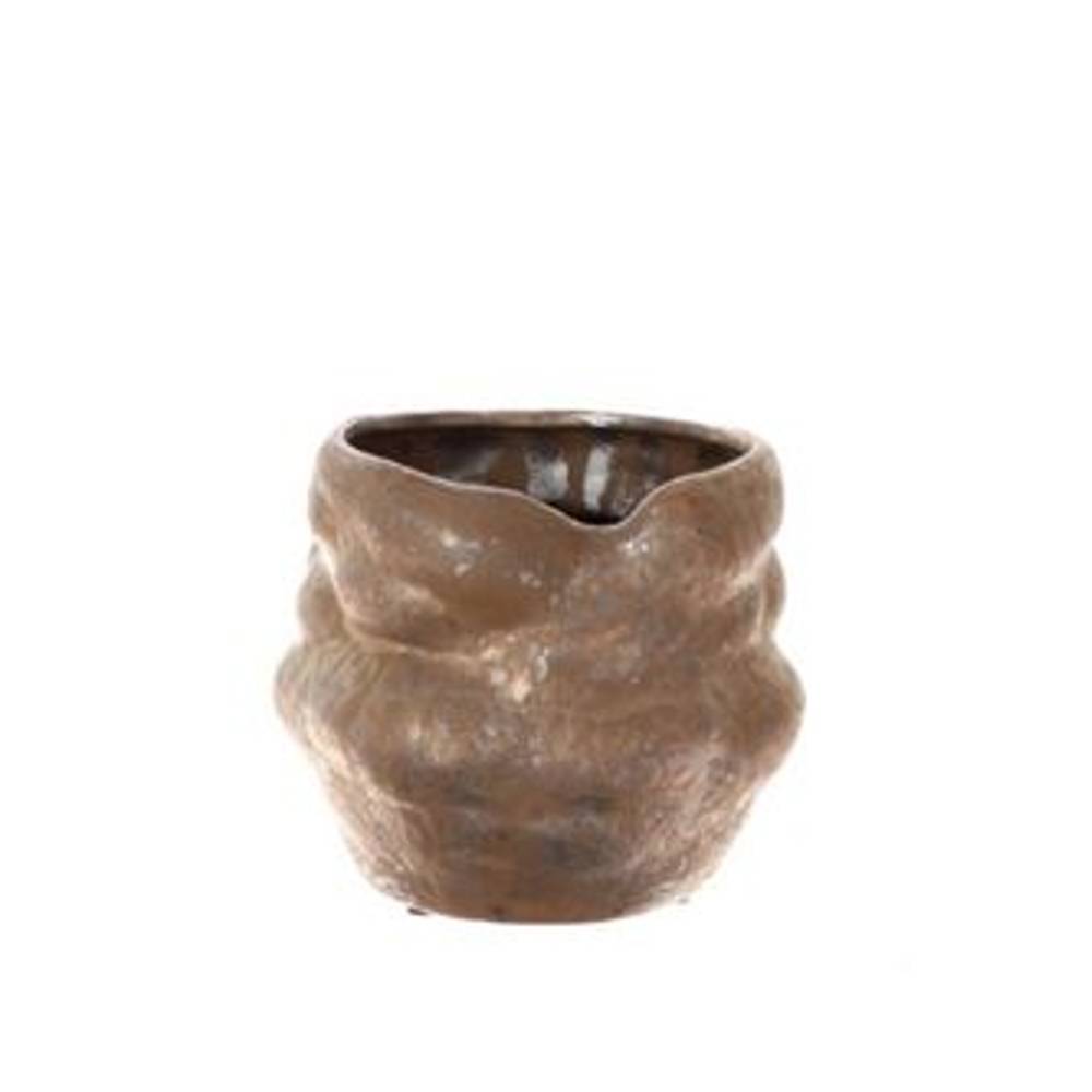 Keramik Übertopf Felsen bronze D17cm H16cm