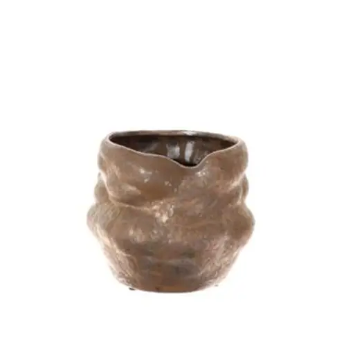 Keramik Übertopf Felsen bronze D17cm H16cm