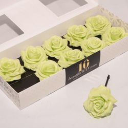 Seiden Wachs Rose minzgrün D12cm (340)