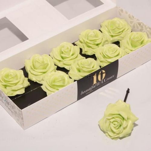 Seiden Wachs Rose minzgrün D12cm (340)