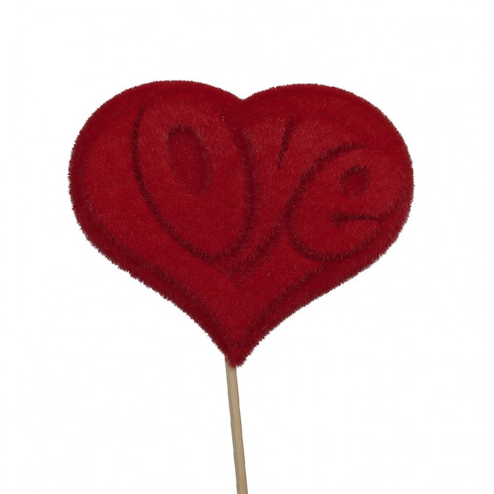 Herz auf Stab Retro rot L20cm D10cm