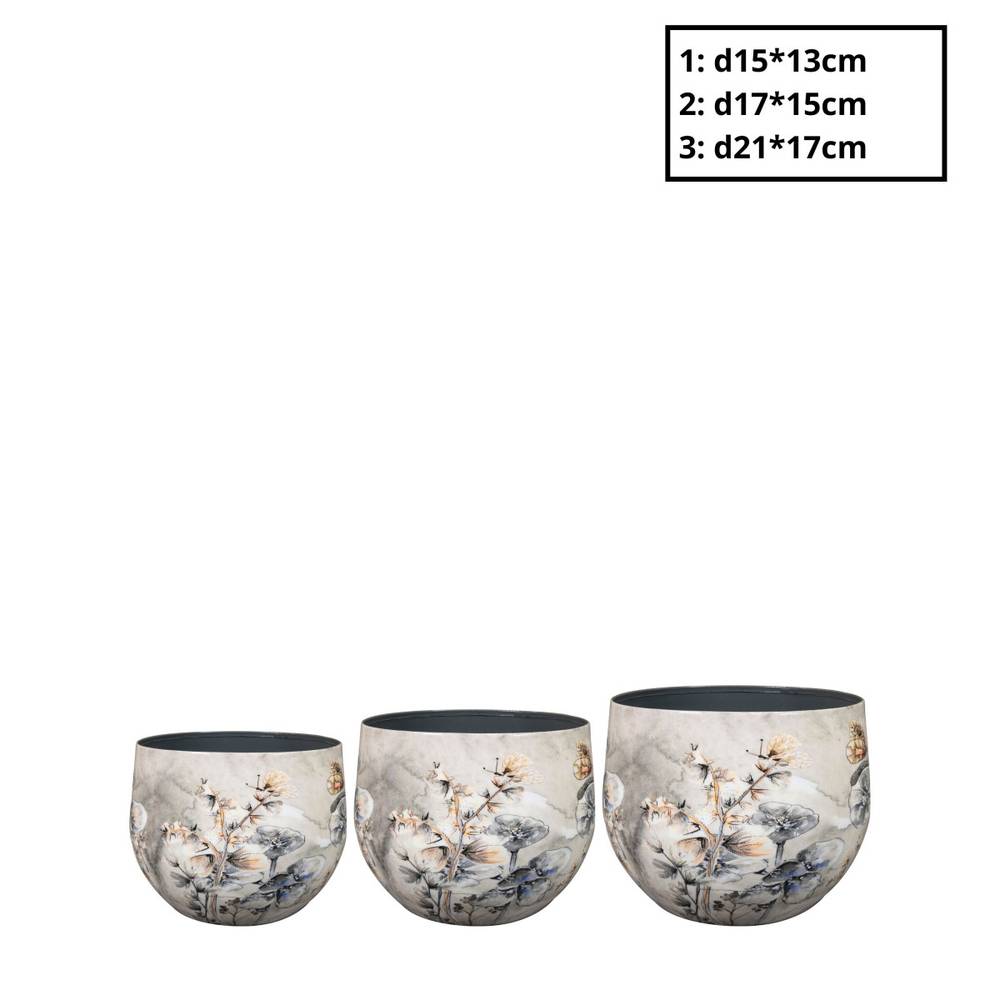 Metall Übertopf Moonlight weiss 3/Set D21cm H17cm